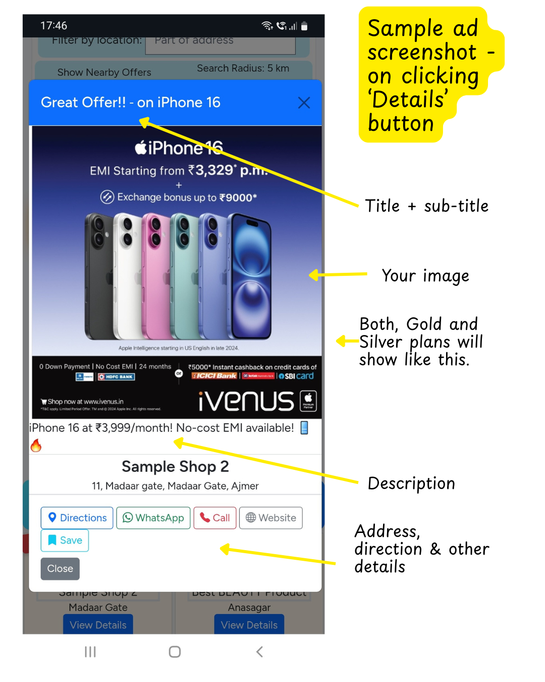 Ad preview on mobile